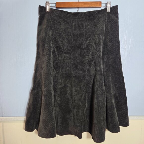 Christopher & Banks 12 Petite Black Corduroy Flowy Midi Skirt - Picture 4 of 10